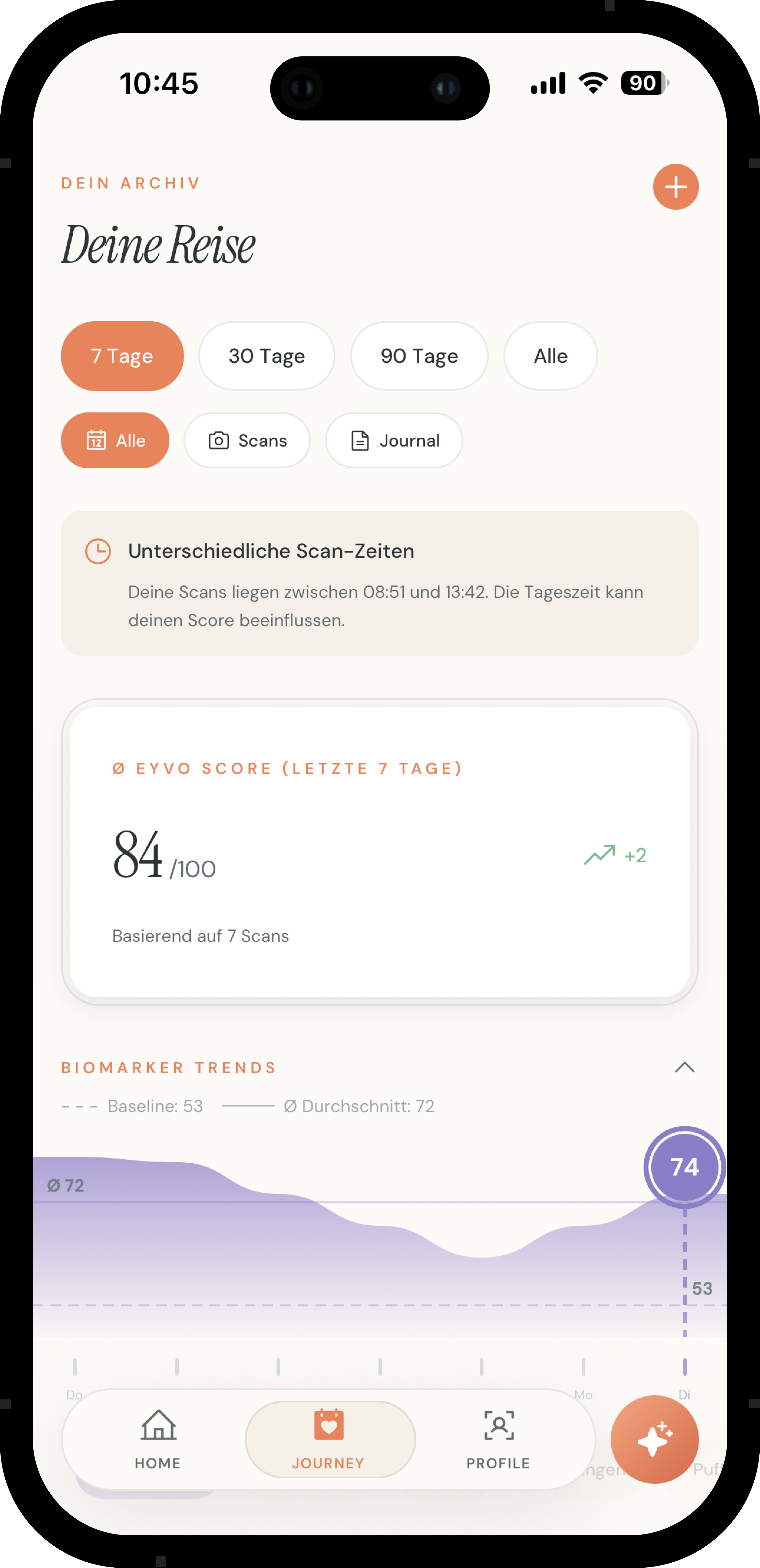 EYVO Journal screen